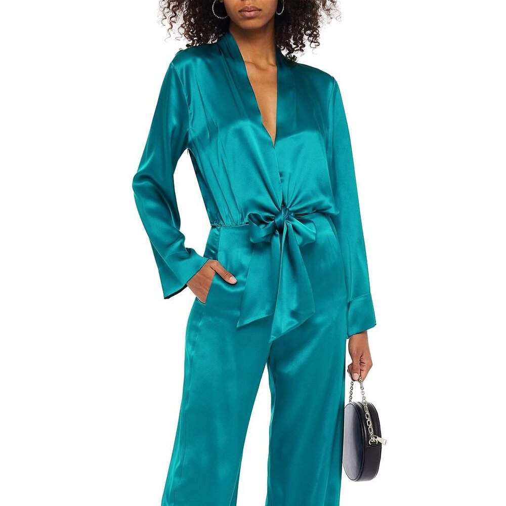 Michelle Mason SIlk Kimono Jumpsuit in Lagoon